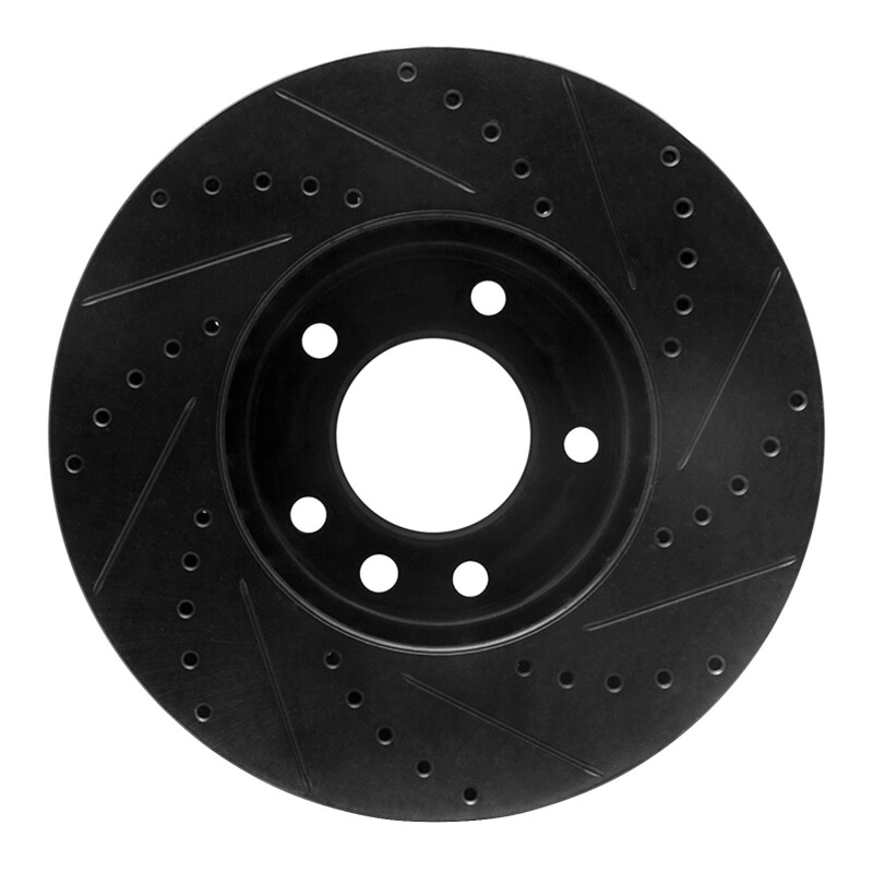 Mercedes-Benz G550 Brake Rotor (1) - Front Left - R1 Concepts - Drilled & Slotted - Black - `08-`18